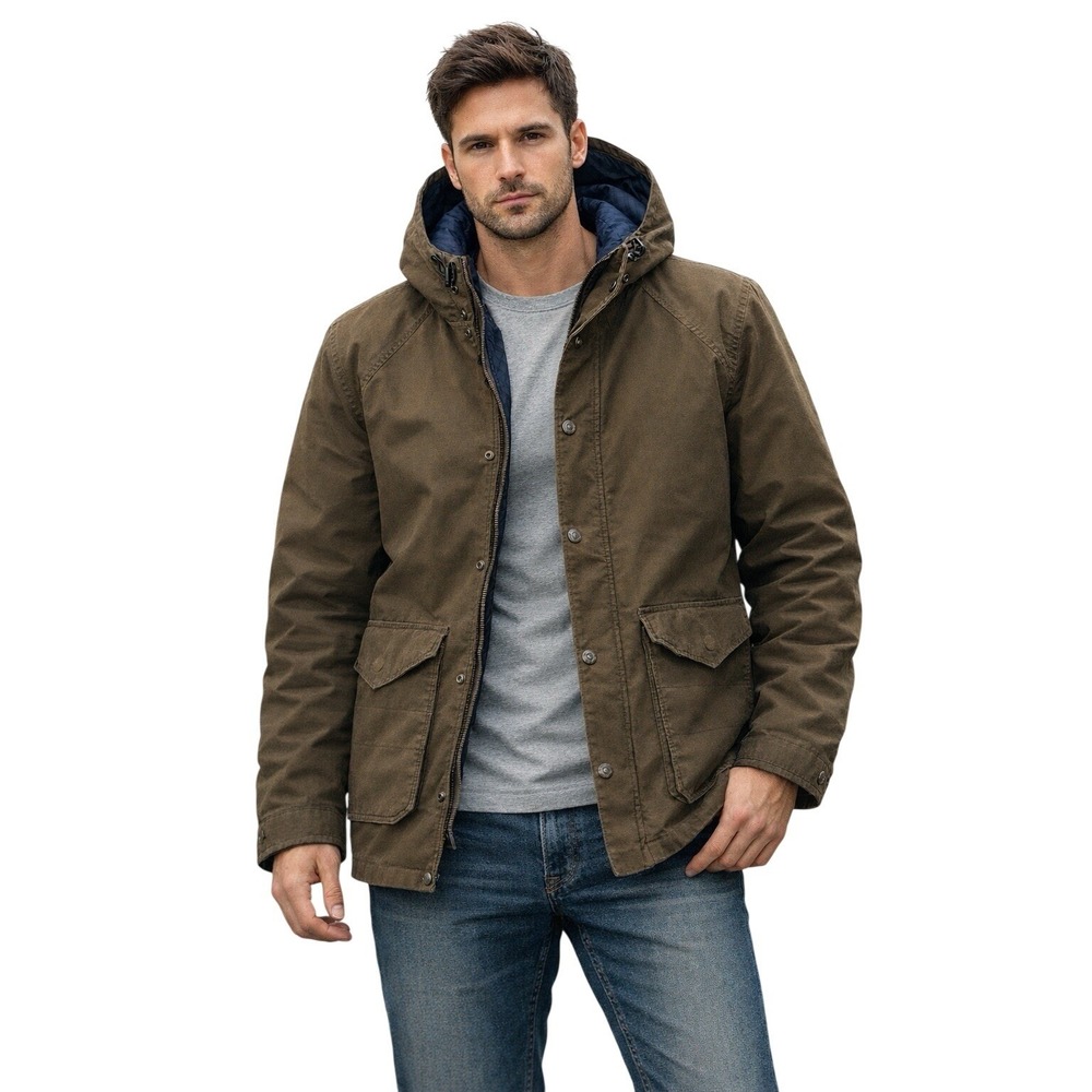 Abercrombie & Fitch AF/1892 Genuine Rugged Hooded Parka Jacket Olive Brown Mens